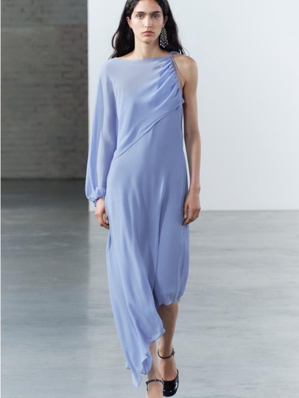 Zara One-Shoulder Cape Asymmetrical Dress